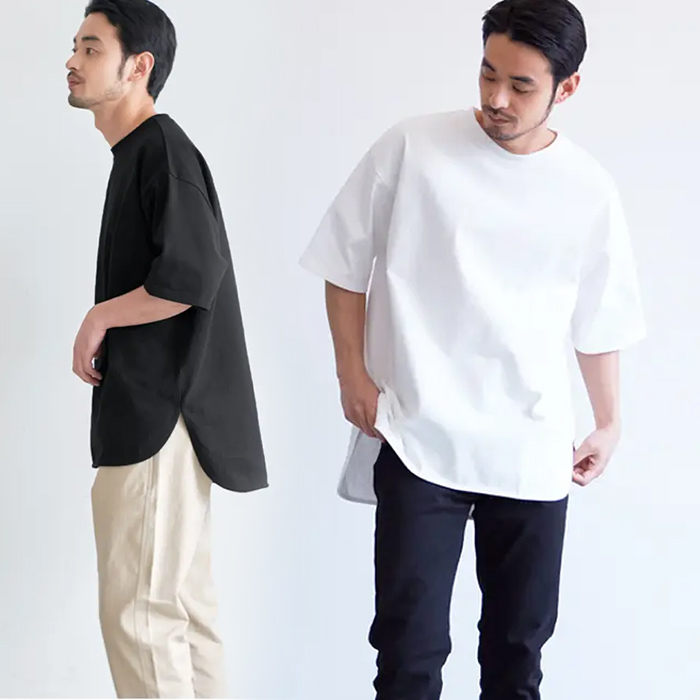 出口日本男开衩重磅五分袖T恤