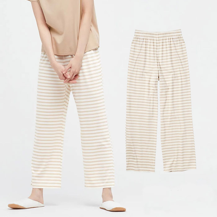 出口日本春夏棉混纺条纹家居睡裤
