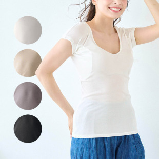 出口日本外贸女夏防外露抗菌除臭三层汗垫腋下吸汗内搭短袖 T恤