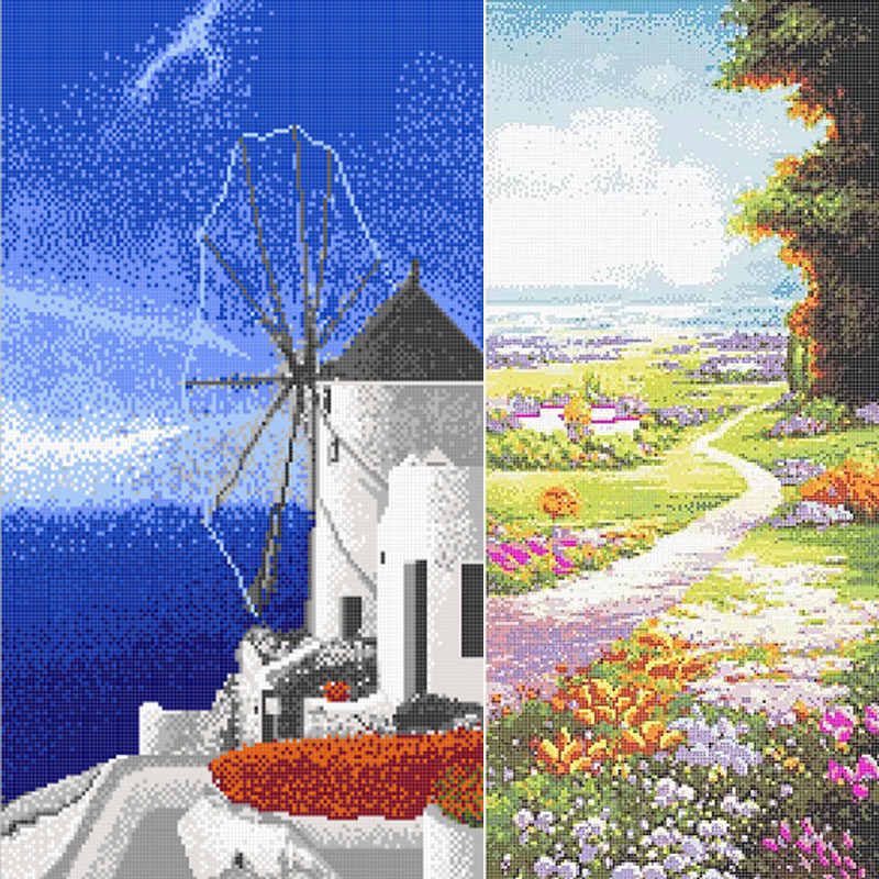水晶玻璃马赛克风景拼图现代简约玄关电视浴室壁画挂画背景墙定制