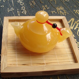 天然黄玉玉壶手把件 米黄玉手工雕刻手把玩黄龙玉原石手把件把玩