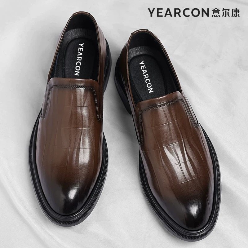 意尔康皮鞋男2026春季新款商务正装休闲鞋男士真皮韩版百搭一脚蹬