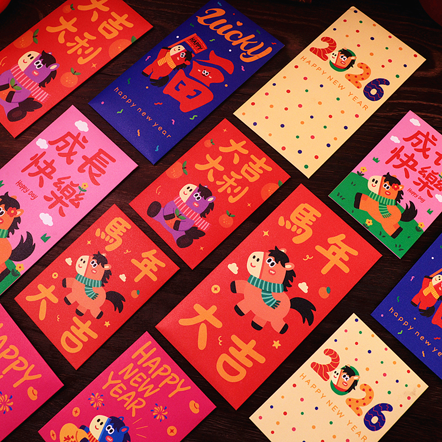 新款2026马年可爱红包个性创意卡通新年通用利是封春节过年压岁包