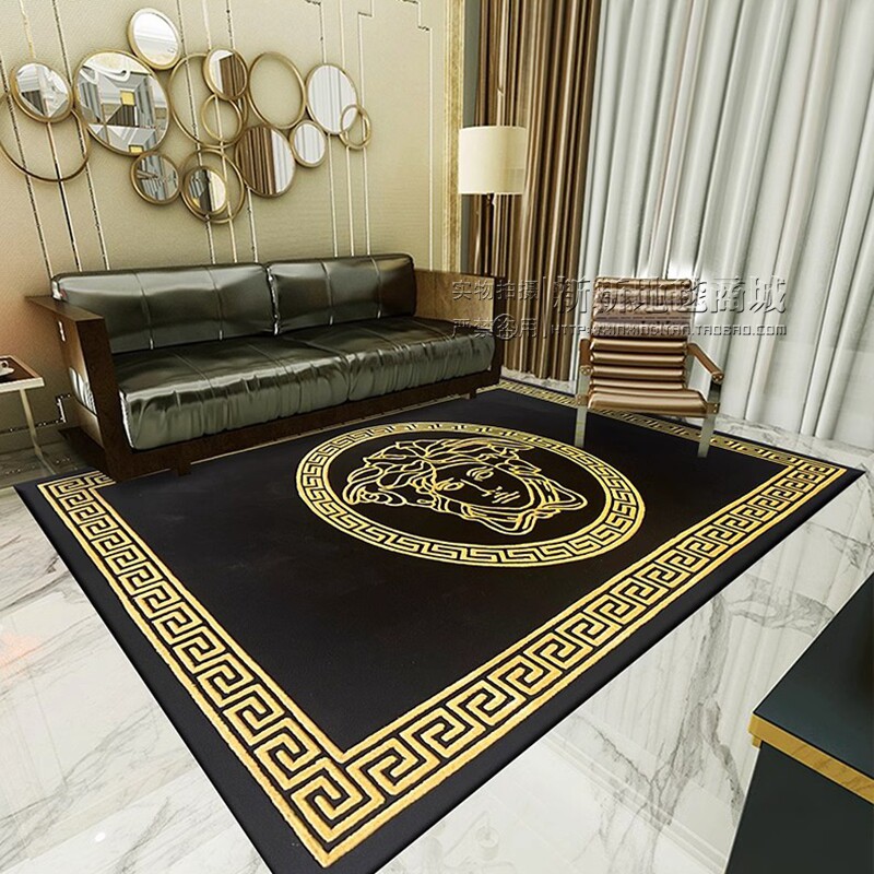 黑白加厚客厅家用地毯欧式美式卧室书房床尾高端手工混纺定制满铺