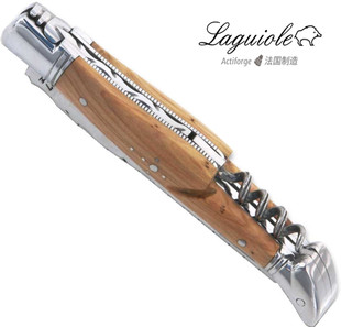 法国 Laguiole 拉吉奥乐折叠刀 刺柏木手柄 带开瓶器 不锈钢端头