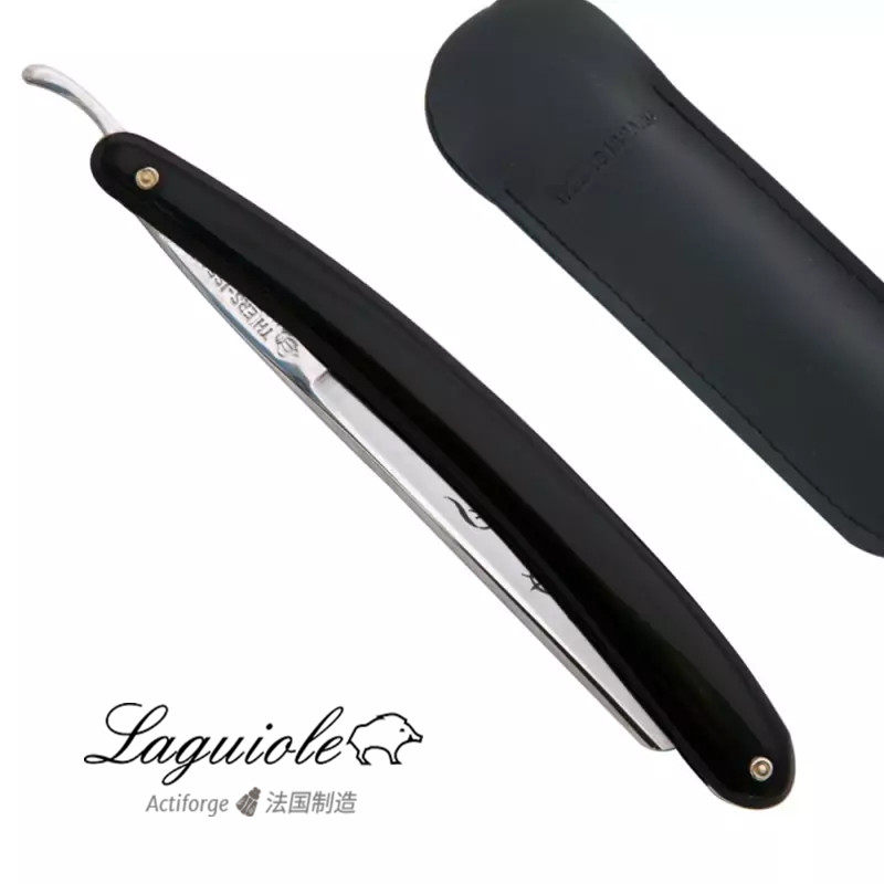 法国 Thiers-Issard 4/8指 安全刮脸刀 黑色塑料手柄 手工制作