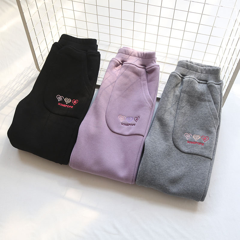 清仓不退换110－130冬季新款儿童夹裤休闲裤子双层女童加厚运动裤