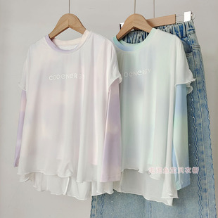 T恤 儿童防晒上衣炫染女童速干长袖 假两件120－170春夏新款 童装