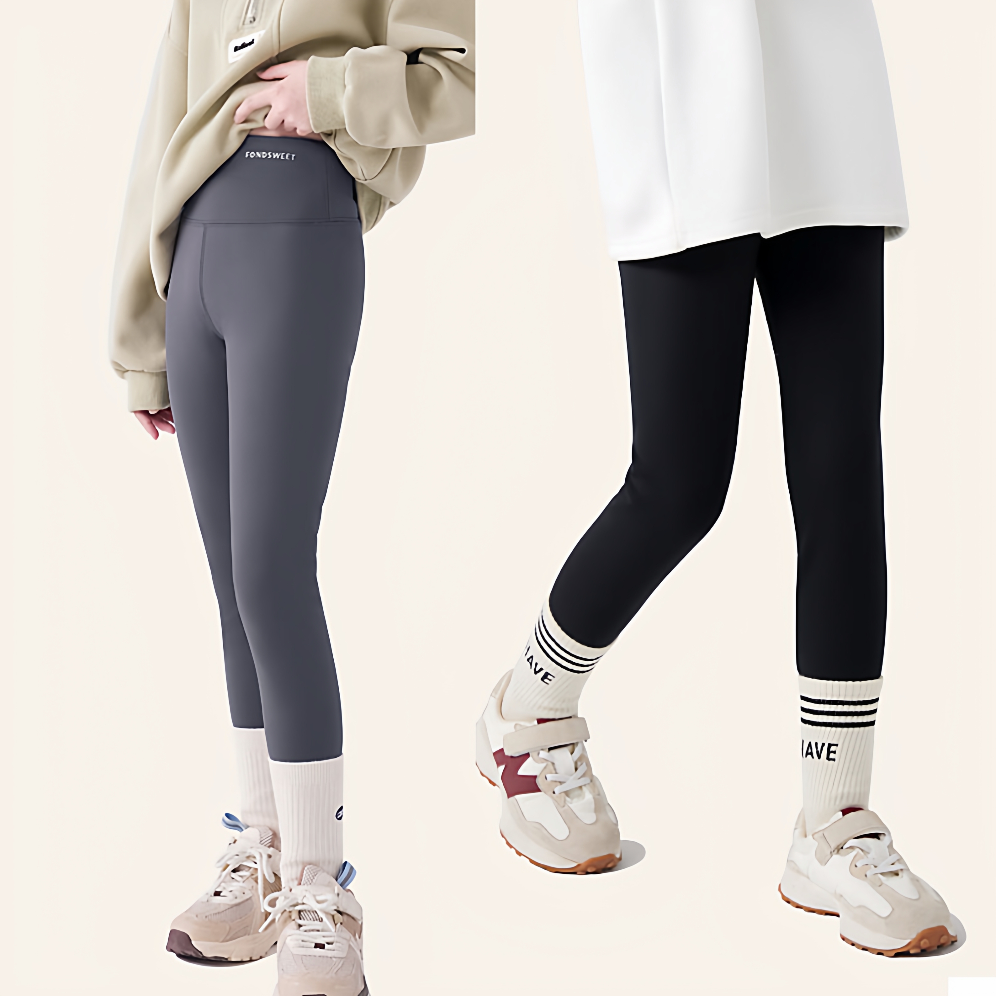 女童鲨鱼保暖薄绒打底裤子