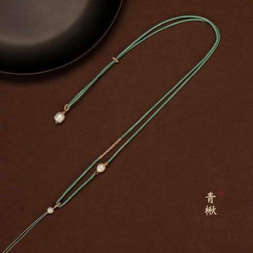 天然珍珠编织项链绳毛衣链挂绳