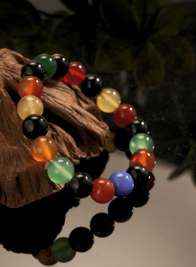 天然正品手串水晶佛珠七彩玛瑙