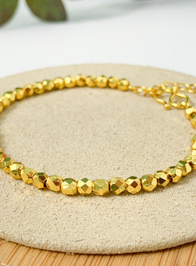 新品24k金色碎金女生手链带尾链