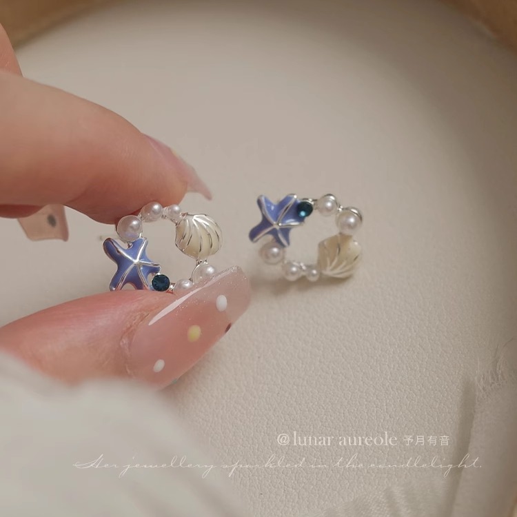 气质夏日海岛海星贝壳珍珠耳钉