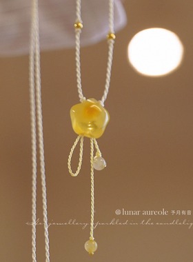 原创蜜蜡小星星绳链s925银小众设计项链可爱梦幻星月少女心锁骨链