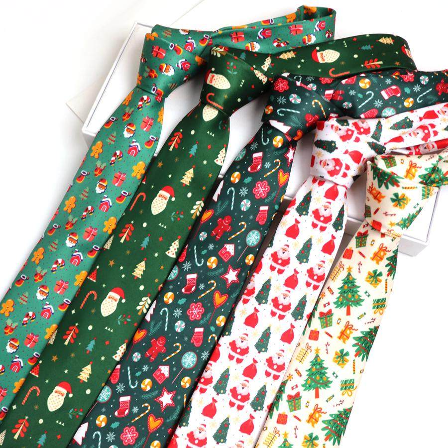 圣诞卡通印花领带男女通用