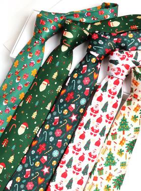 圣诞卡通印花领带男女通用