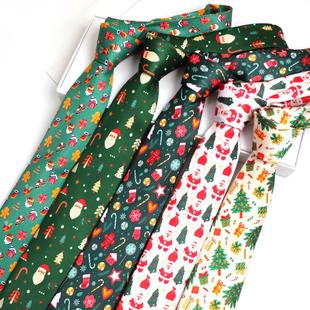 圣诞领带男女士通用卡通图案印花北欧风涤丝土酷蹦迪Men tie