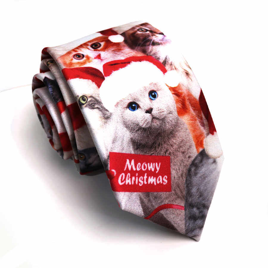 7CM仿真丝休闲印花圣诞猫个性手打领带男女通用百搭,服饰配件/皮带/帽子/围巾,领带,淘宝优惠券,粉丝福利购,淘宝优惠卷