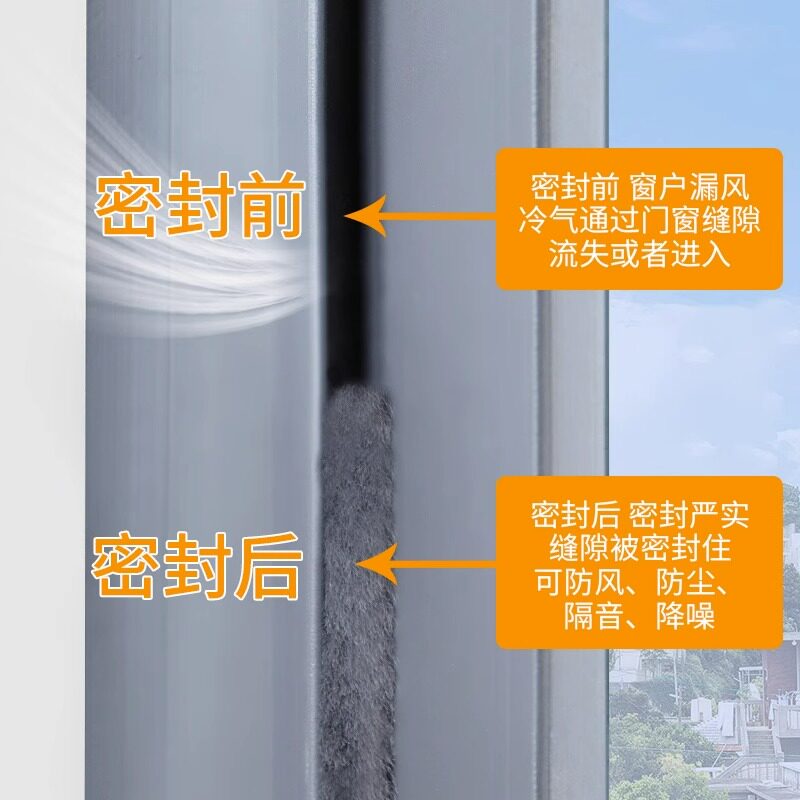 老式铝合金门窗密封毛条隔音防尘玻璃门缝隙防风条推拉窗户挡风条