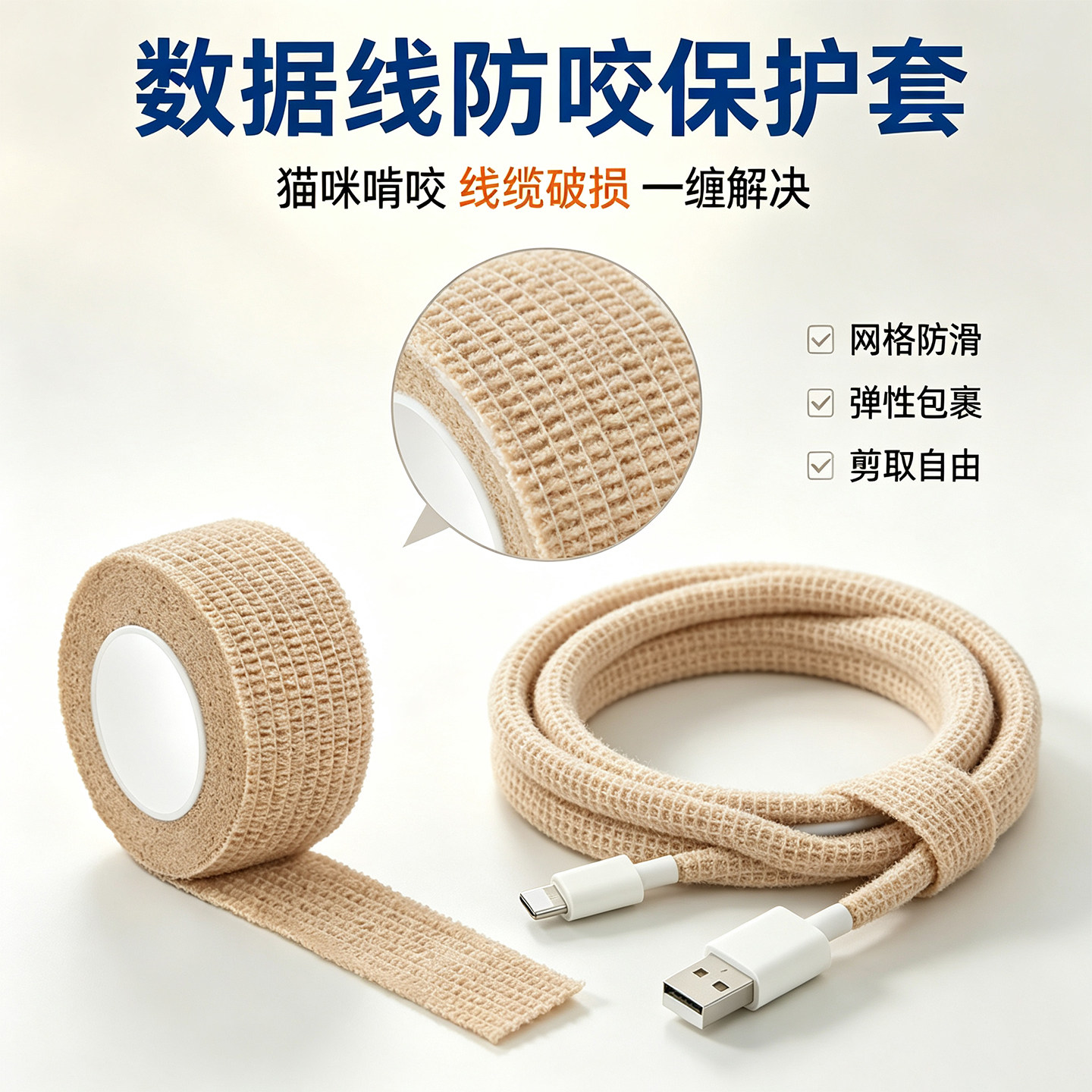 数据线自粘保护套防猫咬充电线保护胶带缠绕防线材磨损断裂包裹带