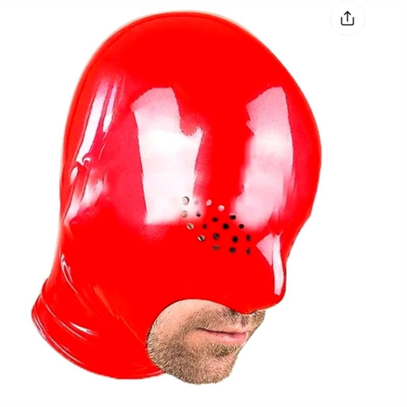 YINUO乳胶头套 乳胶面具 网眼 开鼻孔露嘴巴乳胶面罩 Latex 定制