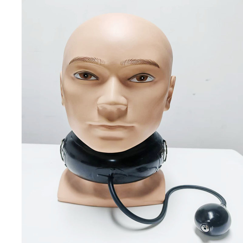 YINUO乳胶衣乳胶脖子套乳胶项圈按压充气控制脖套禁锢窒息D环定制