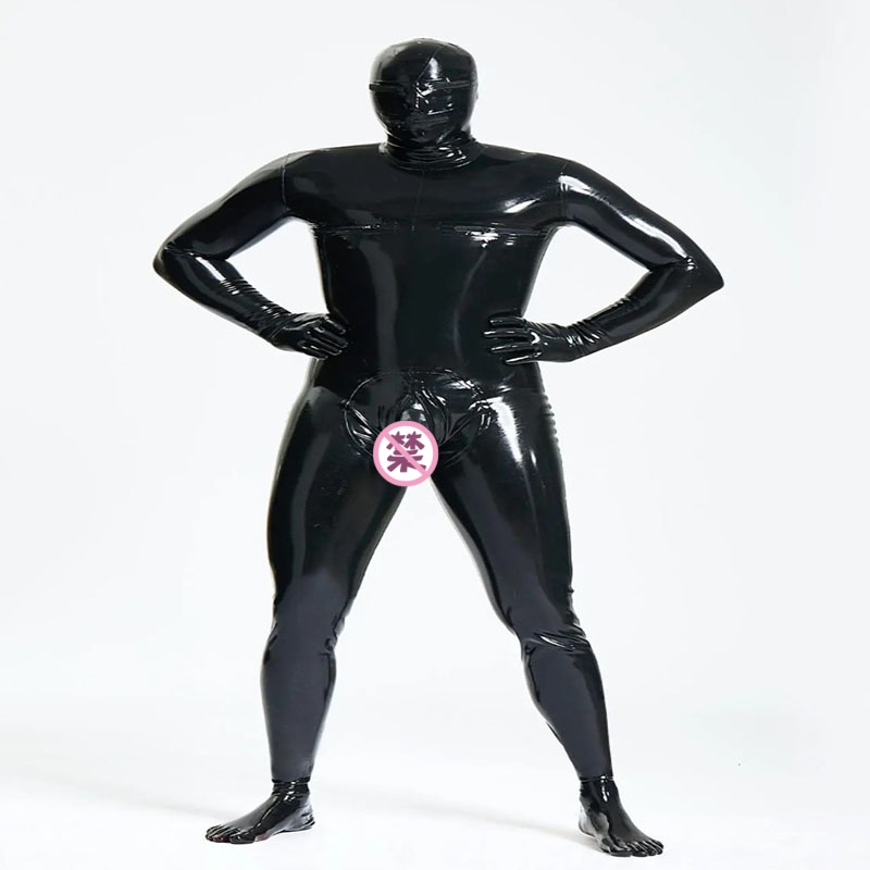 YINUO乳胶衣乳胶全包衣眼鼻嘴拉链胸拉链隐藏JJ套塑身连体衣定制