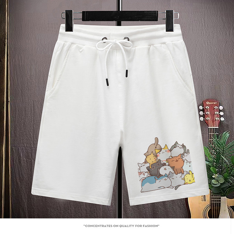 2025新款卡通猫咪短裤纯棉可爱夏季趣味时尚潮流个性印花五分裤子