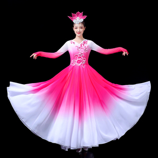 灯火里 表演服装 中国舞蹈服 开场舞大摆裙演出服大气伴舞台装 新款