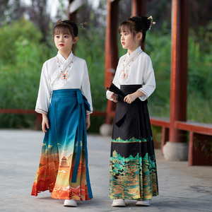 马面裙女童夏秋季款套装中国风汉服超仙