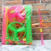 塑料飞天仙子发光竹蜻蜓带灯飞盘陀螺手推飞碟创意幼儿园儿童玩具