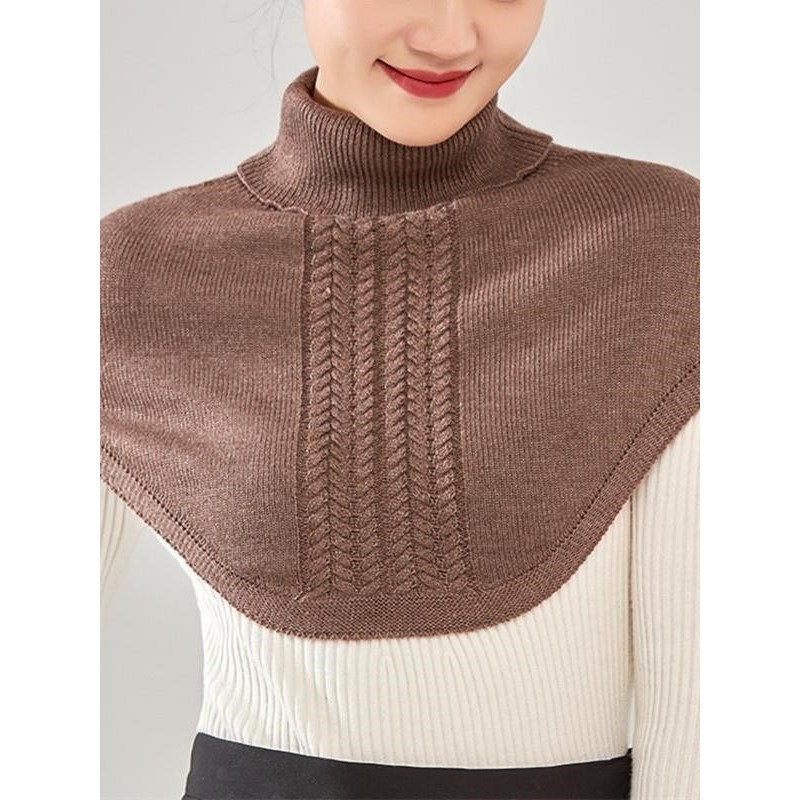 高领脖套女假领子针织毛线护颈椎保暖围脖围巾秋冬季套头披肩
