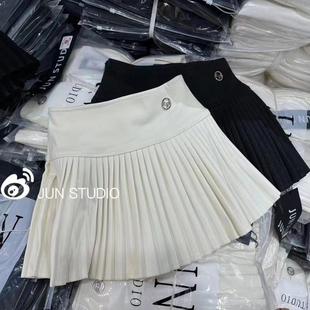 2025秋冬新款辣妹气质时尚高腰毛呢百褶裙短款A字裙显瘦半身裙女