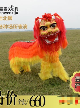中国风舞龙舞狮道具北狮醒狮成人双人舞狮子绣球服装狮子表演整套