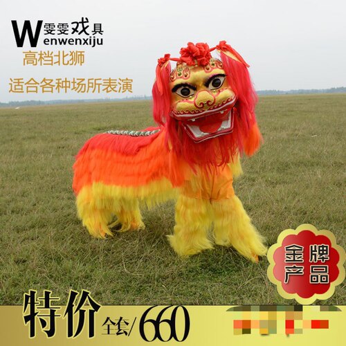 中国风舞龙舞狮道具北狮醒狮成人双人舞狮子绣球服装狮子表演整套
