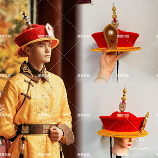 清朝皇帝帽子康熙头冠皇上皇后帽子舞台演出男士乾隆帽官帽包邮
