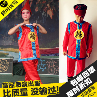 轿夫服装抬花轿衣服帽子婚庆装影视摄影舞台表演黄色红色戏曲服装