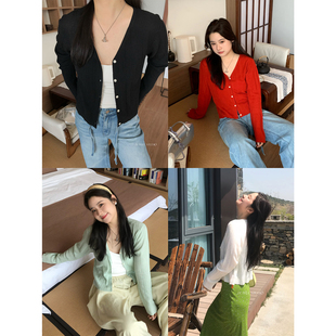 V领百搭夏薄款 现货 针织显瘦韩系开衫 喵胖张桶桶 春日美学