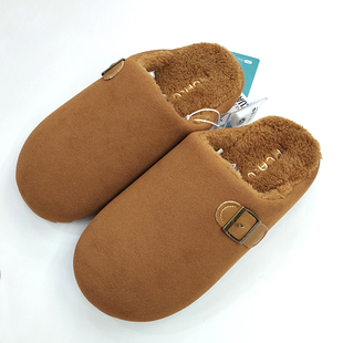 快鹿秋冬季 保暖勃肯时尚 网红高品质防滑简约室内潮毛毛拖鞋 棉拖鞋