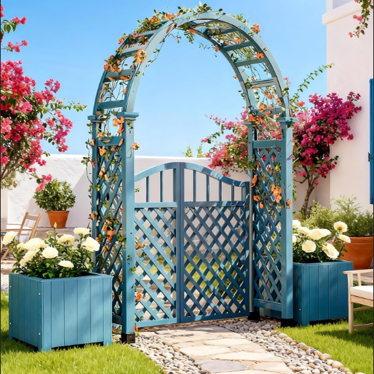 防腐木拱门爬藤花架室外葡萄架户外庭院装饰花园栅栏围栏网格木门