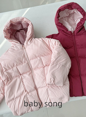 韩系110-160儿童25秋冬中大童连帽休闲加厚保暖泡芙空气棉服外套
