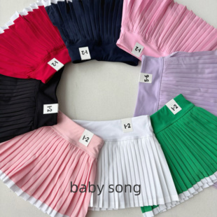 澳单cot2 10岁女童运动百褶短裙速干防走光网球裙学院风半身裙裤