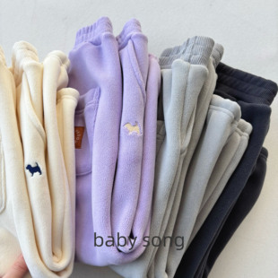 休闲运动裤 双面奥利绒～韩国100 160儿童加厚束脚男女中大童卫裤