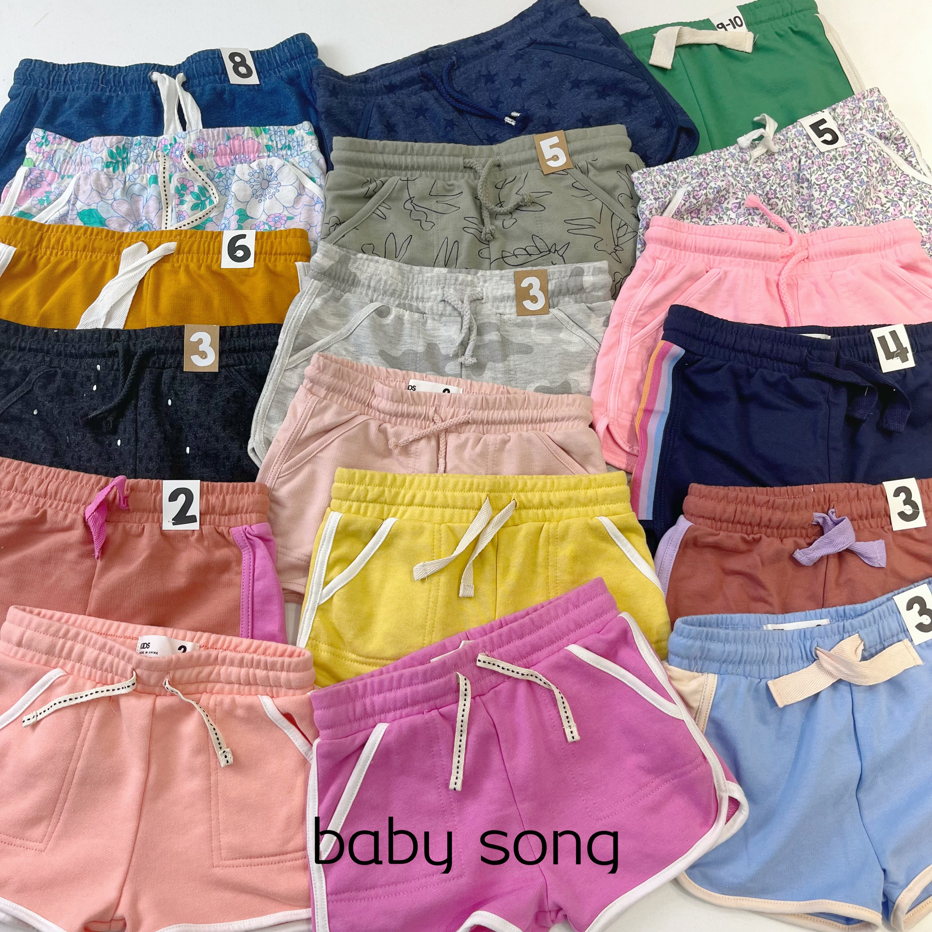 抽绳短裤毛圈短裤撞色碎花