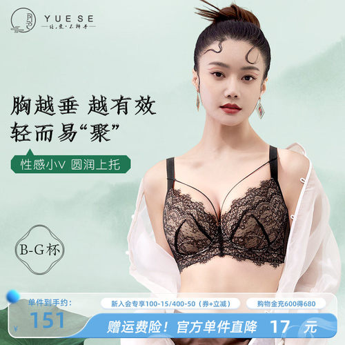 月色纯欲风软钢圈大胸显小内衣女