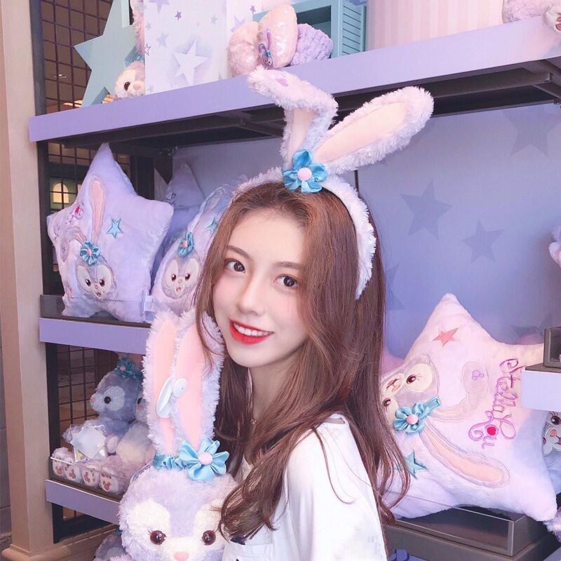 芭蕾兔发箍耳朵达菲熊米奇米妮亮片蝴蝶结立体头箍情侣海军头纱女