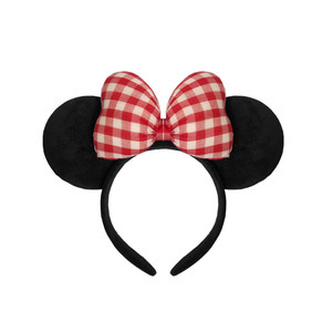 米妮格子款迪斯尼发箍立体蝴蝶结头箍米奇亮片耳朵卡通芭蕾兔头饰