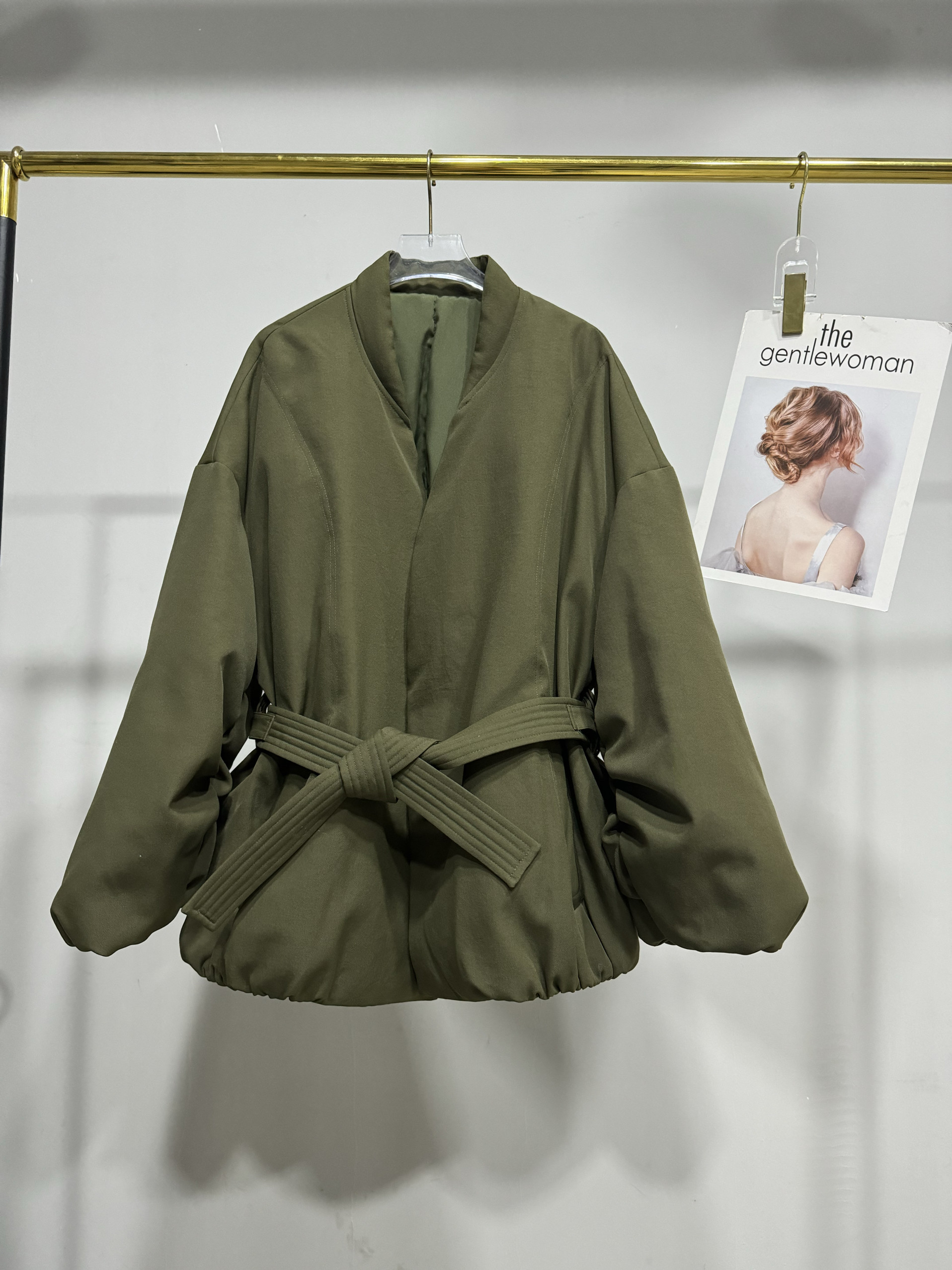 2024秋冬新款中空纱羽绒服女中长鹅绒服绑带收腰外套
