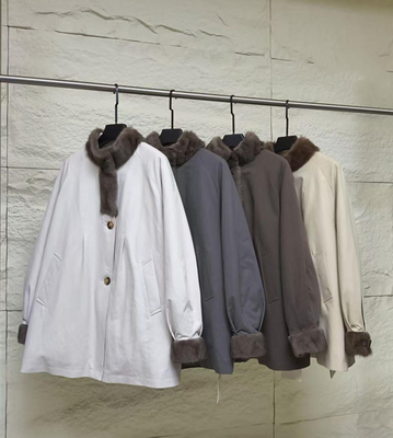 欧货巴恩风秋冬水貂羽绒服夹克外套大翻领可拆皮草派克服鹅绒服