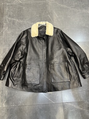 秋冬新款进口冷萃油蜡头层绵羊皮鹅绒服水貂毛领羽绒外套